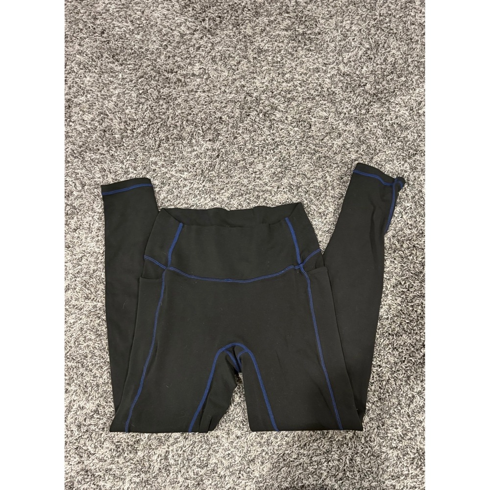 Paragon Reluna High Waisted Leggings Black Blue Contrast Stitch Pockets Medium